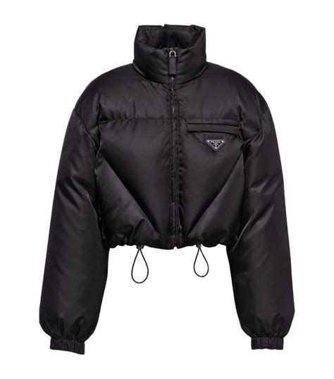 Prada cropped puffer jacket black